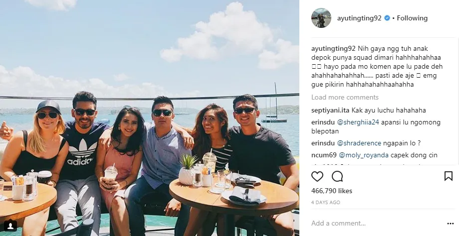 Ayu Ting Ting mengaku punya squad ketika di Australia. cr: instagram.com/ayutingting92
