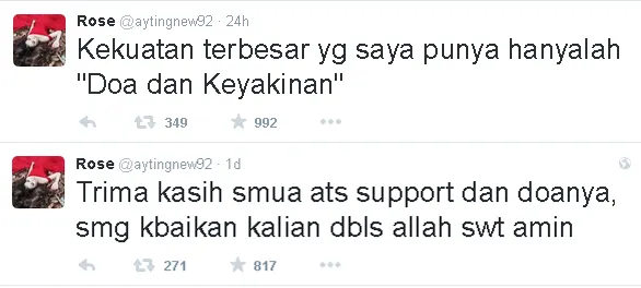 Ayu berterima kasih pada fans yang selalu mendukungnya / © Twitter