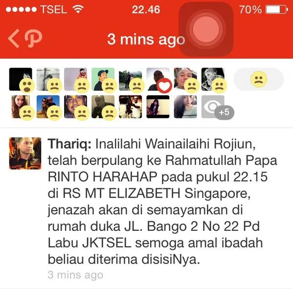 Pernyataan resmi dari Tariq atas meninggalnya sosok maestro musik besar Indonesia, Rinto Harahap ©Path