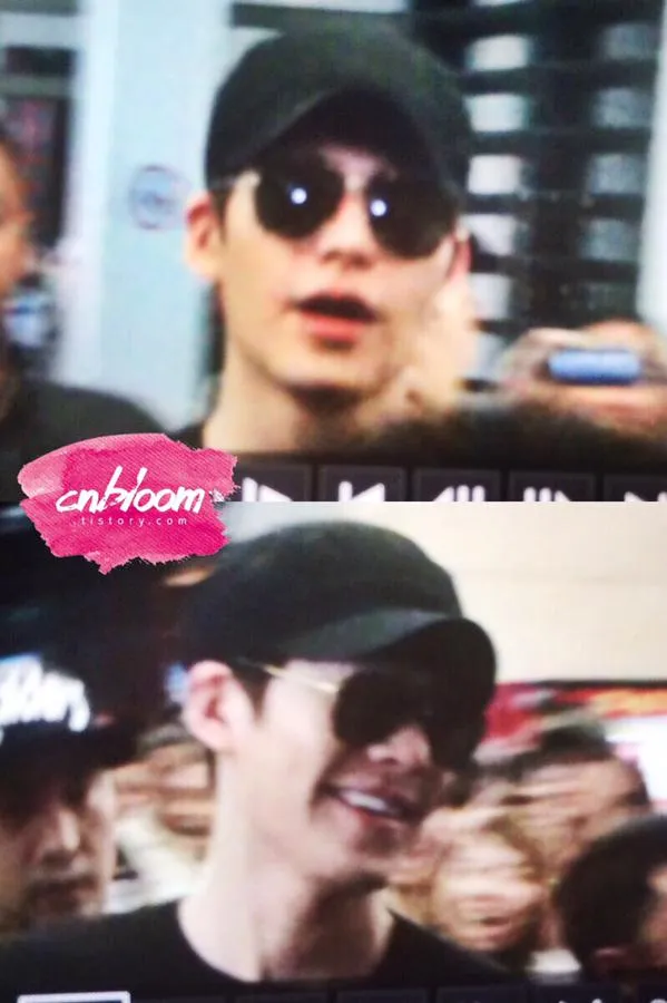 Kim Woo Bin tiba di di Indonesia © twitter.com/cnbloom
