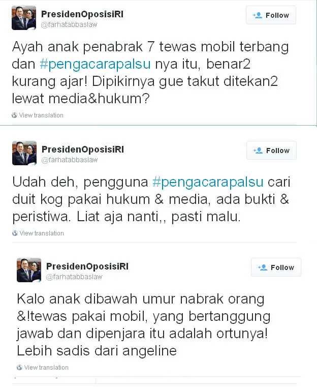 Komentar Farhat Abbas @foto: Official Twitter Farhat Abbas