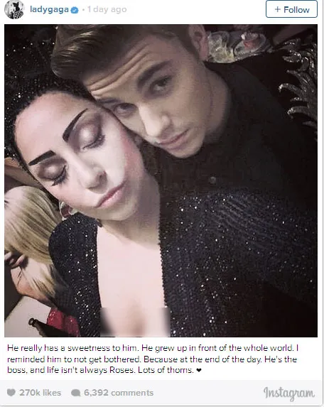 Lady Gaga - Justin Bieber @foto: Instagram/ladygaga