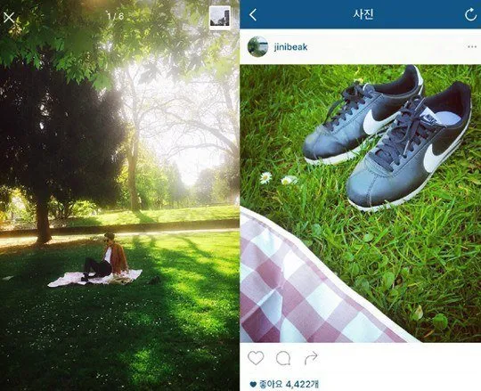 Postingan Instagram Baek Jin Hee dan Yoon Hyun Min lalu, agensi sempat menyangkal keduanya pacaran. ©allkpop.com
