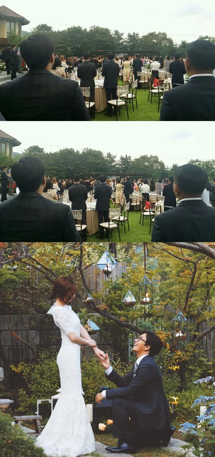 Momen standing applause saat pesta pernikahan pasangan Bae Yong Jun & Park Soo Jin. ©hancinema.net