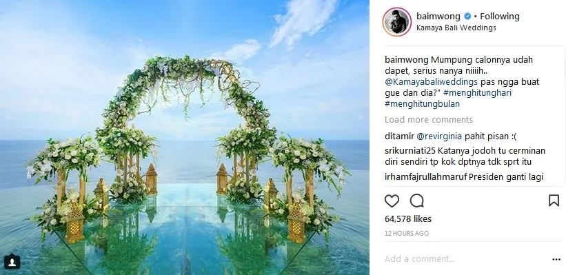 Lokasi pernikahan Baim? / Credit: Instagram - baimwong