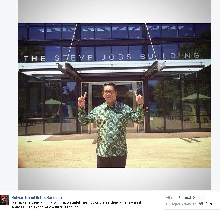 Foto Bapak Ridwan Kamil di Studio Pixar © facebook/RidwanKamilUntuk bandung