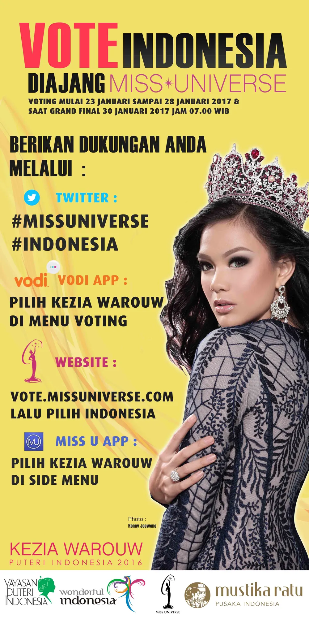 Voting dibuka dari tanggal 23-28 Januari 2017, let's vote! © Yayasan Puteri Indonesia