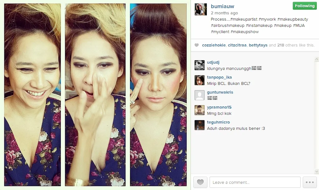 BCL sebelum dan sesudah make up. / @bumiaw Instagram