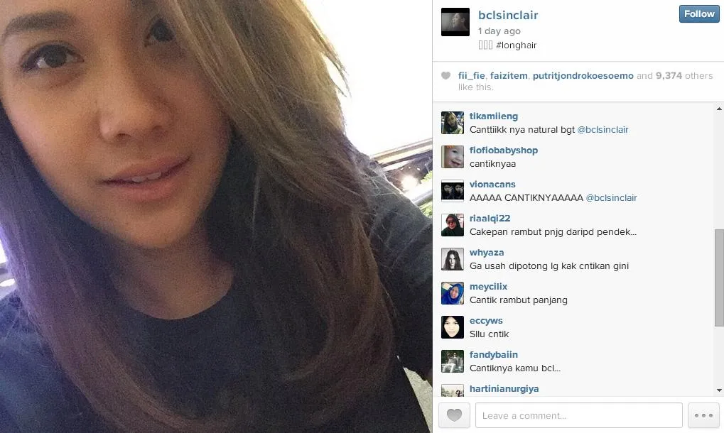 Rambut baru, makin cantik? @ instagram.com/bclsinclair