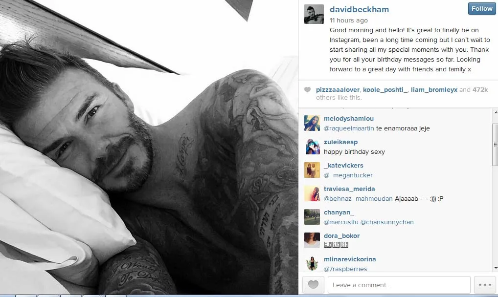 Bikin Akun Instagram di Hari Ultah, David Beckham Langsung Bikin Akun Instagram di Hari Ultah, David Beckham Langsung