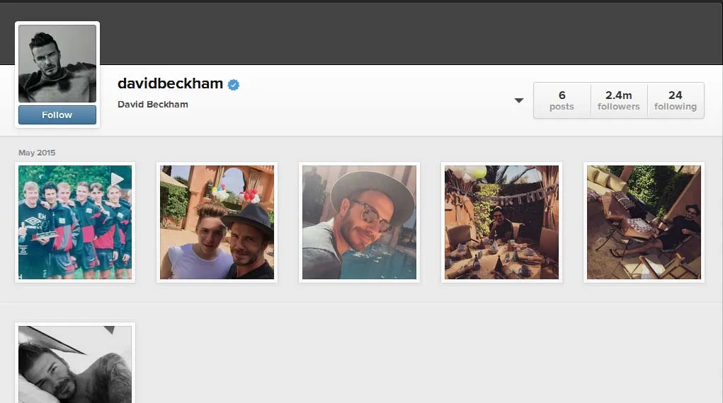 Baru sehari, Beckham sudah dapat 2,4 juta follower @instagram/davidbeckham