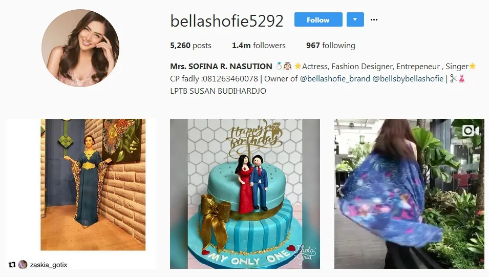 Bella Shofie sudah menikah? ©instagram/bellashofie5292
