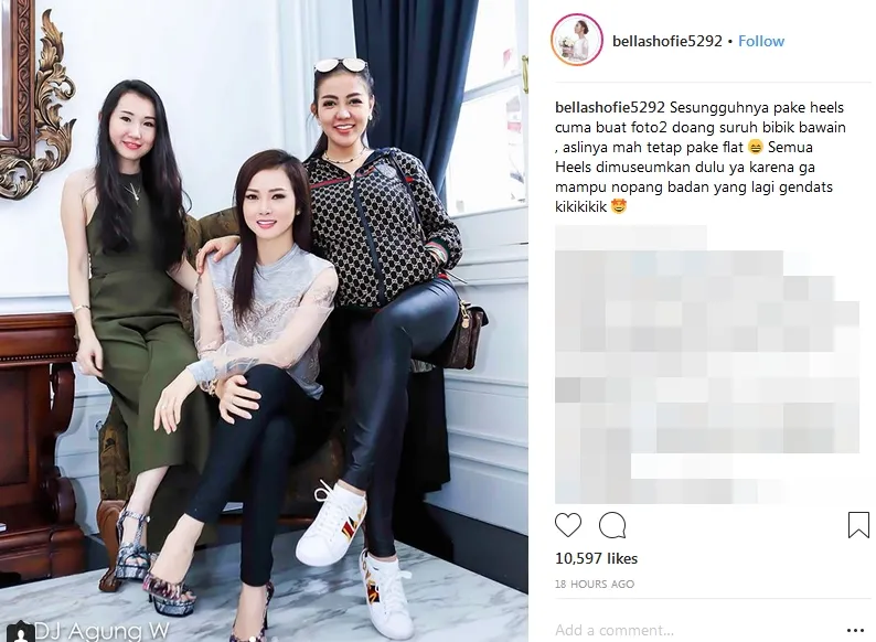 Bella tak lagi pakai heels ©instagram/bellashofie5292