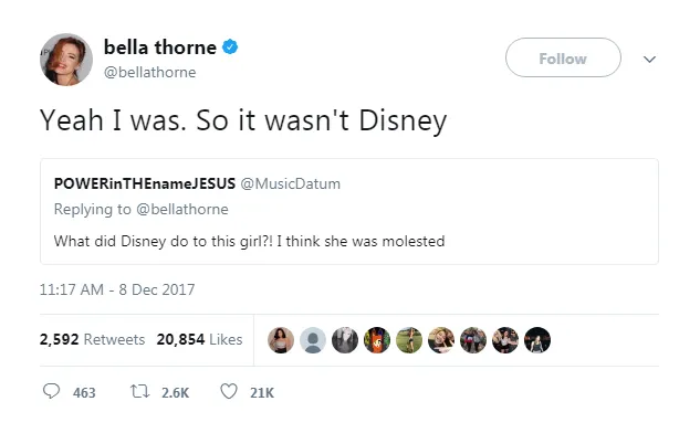 Bella juga menjadi salah satu korban pelecehan seksual. Credit: twitter.com/bellathorner