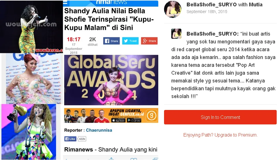 Luapan amarah Bella pada Shandy © Path/Bella Shofie