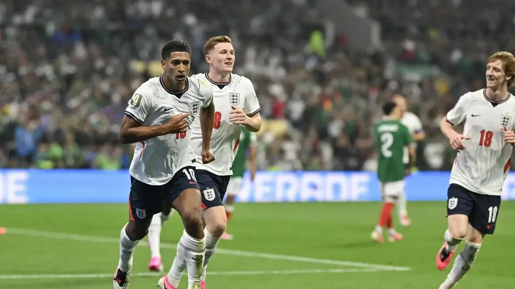 Selebrasi pemain Inggris saat melawan Meksiko di 16 besar Piala Dunia 2026 (AFP) 