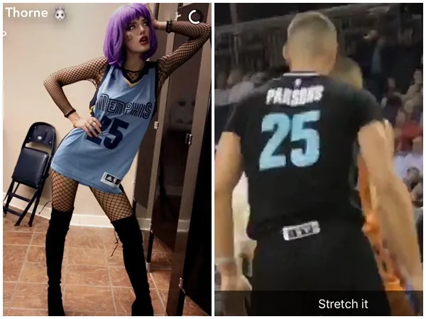 Bella dukung Chandler saat tanding basket © Snapchat/Bella Thorne