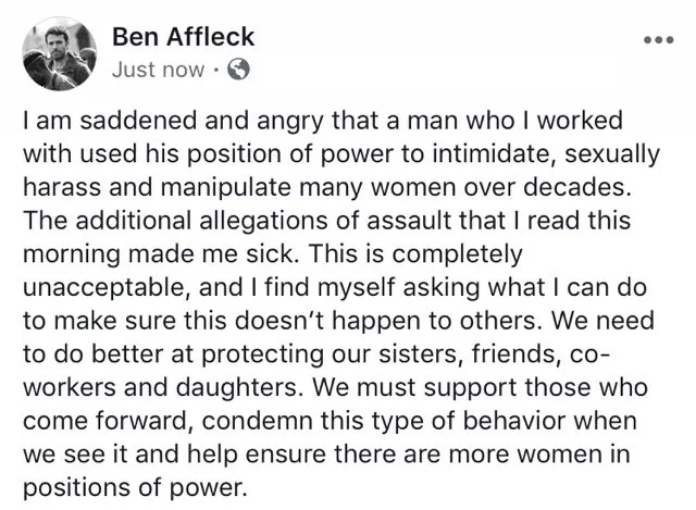 Hujatan Ben Affleck untuk Harvey.