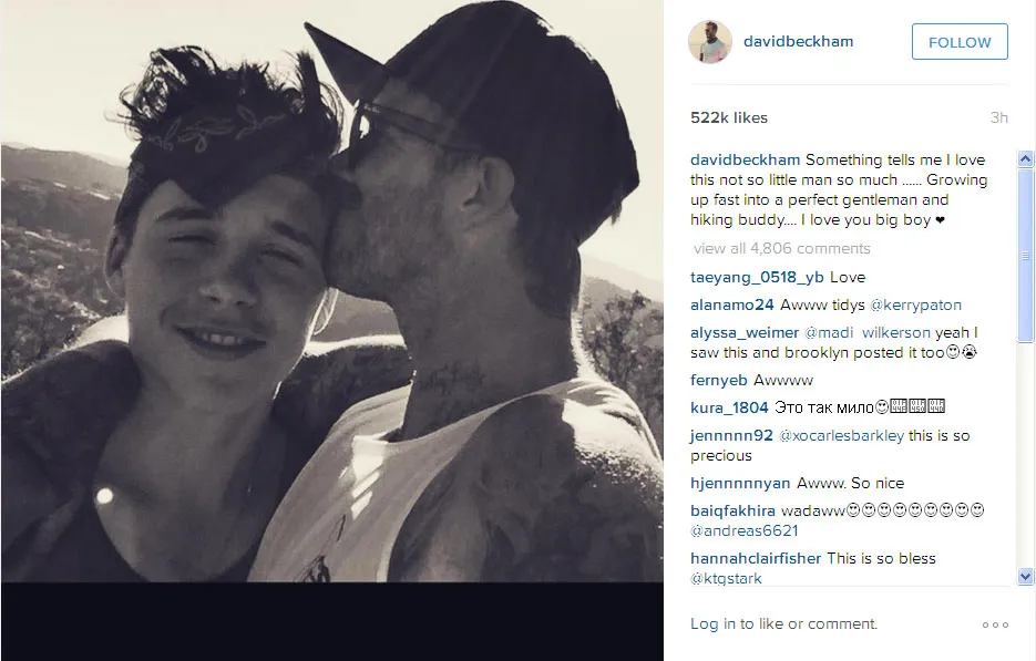 David beri ucapan cinta untuk Brooklyn Beckham © Instagram/Brooklyn Beckham