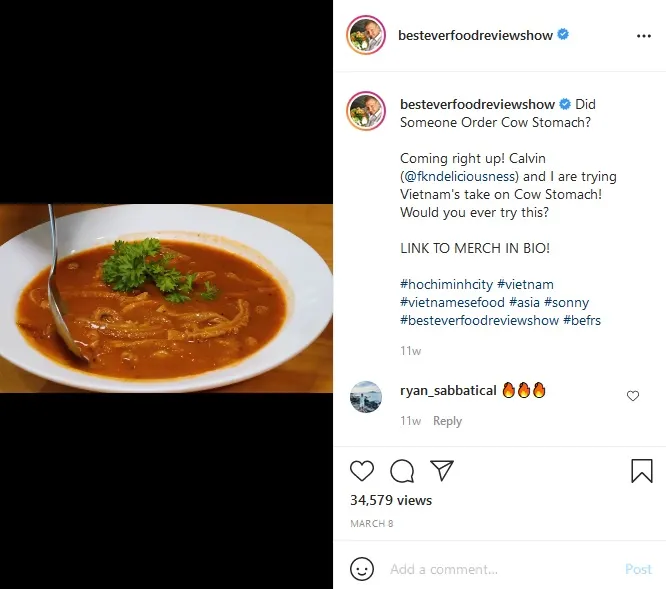 Credit: Instagram/besteverfoodreviewshow
