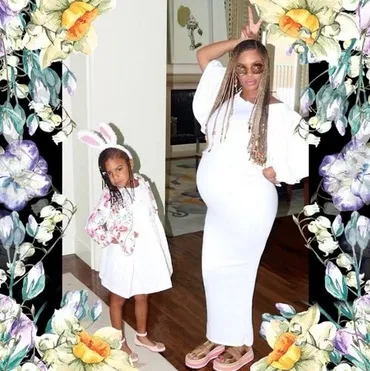 Kompaknya Beyonce saat hamil si kembar berpose dengan Blue Ivy. /©instagram.com/beyonce