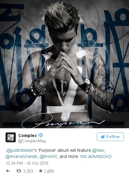 Bieber masih simpan banyak kejutan di album barunya © Twitter/@ComplexMag