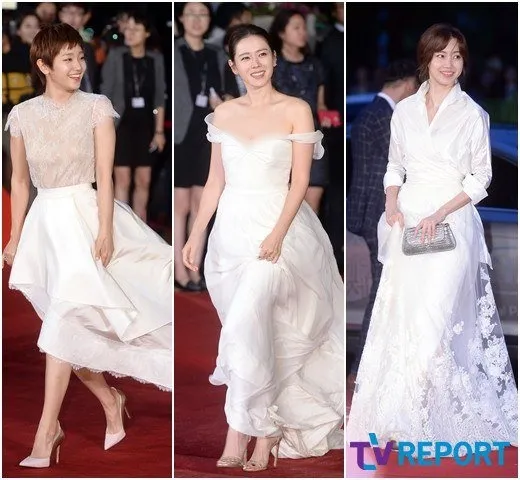 (Kiri) Park So Dam, Son Ye Jin, dan Sin Hyeon Bin hadir saat pembukaan BIFF kemarin malam (1/10). © TV Report
