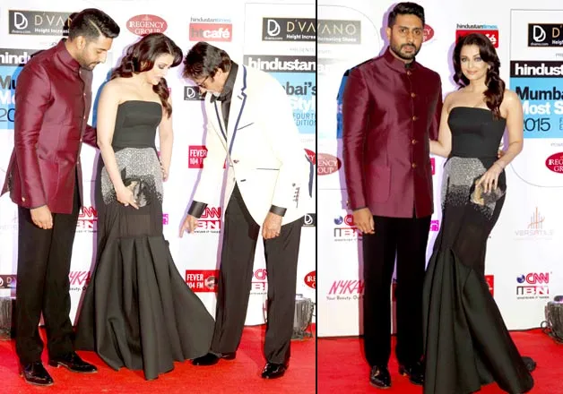 Tingkah super sweet sang mertua, Amitabh Bachchan yang membantu mantunya Aishwarya Rai ketika gaunnya tersangkut @indiatvnews.com