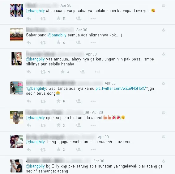 Dukungan fans untuk Billy / © Twitter