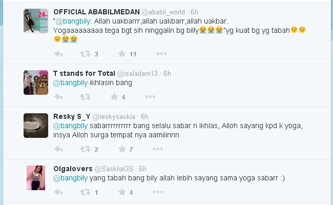 Fans Billy Syahputra memberikan support untuknya. ©twitter