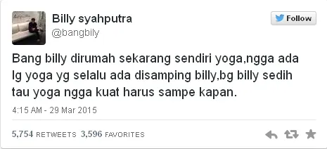 Billy masih belum bisa move on / © Twitter