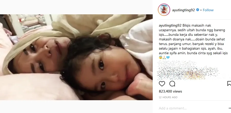 Bilqis kirimkan video selamat ultah buat Ayu ©instagram/ayutingting92