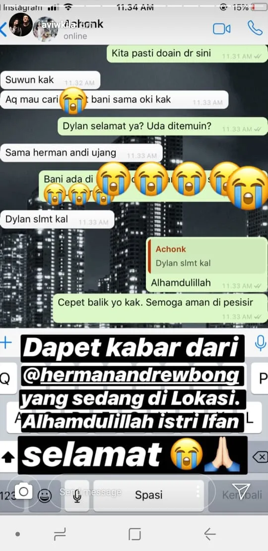 Beredar kabar Dylan sudah ditemukan dan selamat dari tsunami © instagram.com/aviwkila
