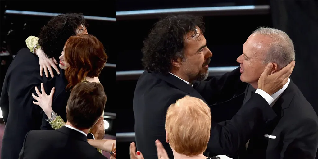 Michael Keaton, Emma Stone, dan Alejandro Inarritu luapkan kegembiraan saat BIRDMAN menang Best Picture/©AFP