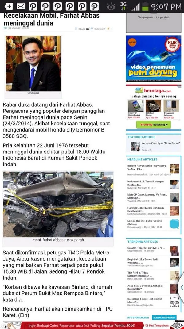 Kabar hoax Farhat meninggal yang sempat mencuat. ©istimewa