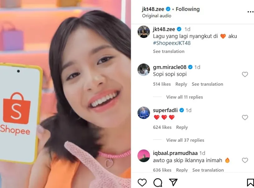Sumber: instagram.com/jkt48.zee