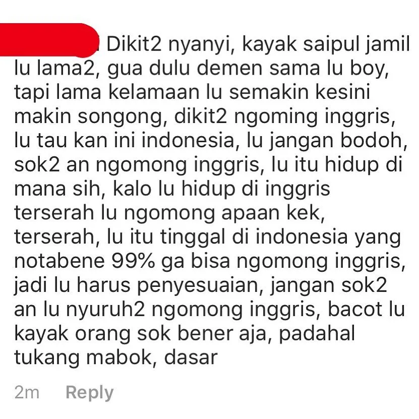 Komentar haters yang ditanggapi Boy William © instagram.com/boywilliam17