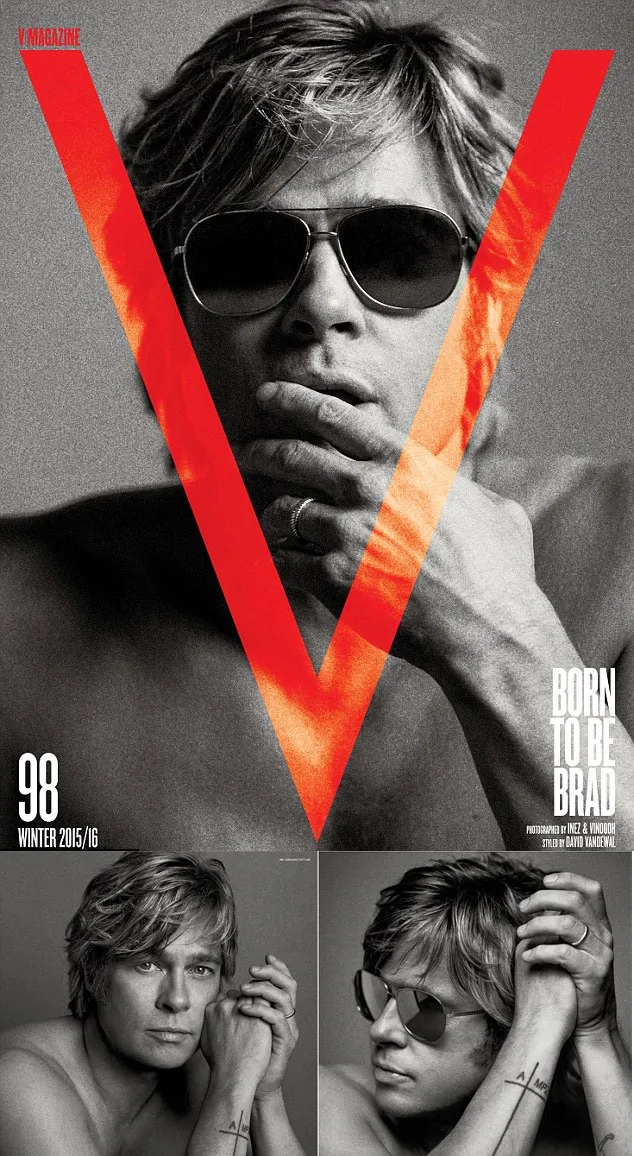 Brad Pitt tampil shirtless © V Magazine