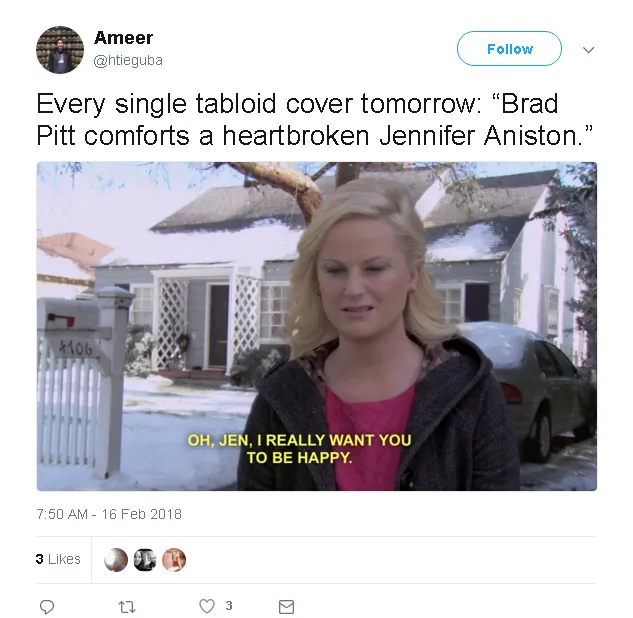 Meme tentang Brad Pitt yang beredar © twitter.com
