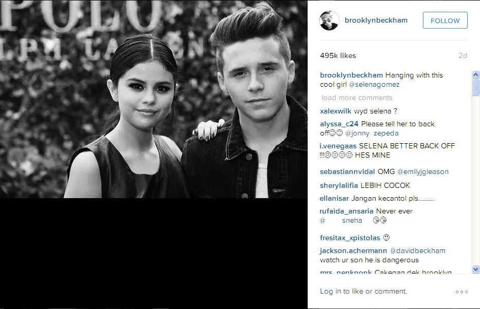 Brooklyn Beckham & Selena Gomez pose mesra © Instagram/brooklynbeckham