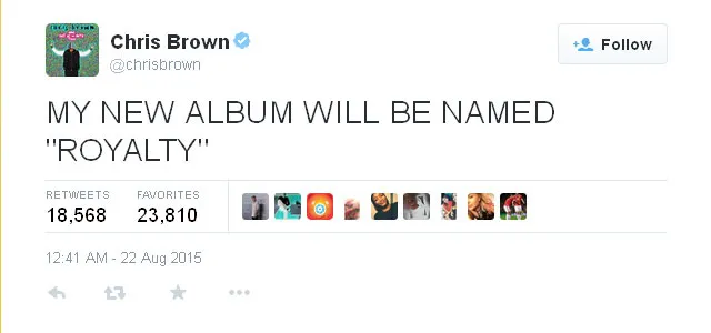 Judul album baru Chris Brown © Twitter.com/chrisbrown