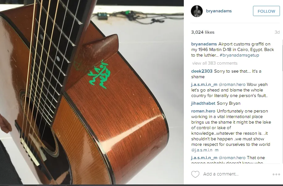 Gitar Bryan yang rusak ©instagram/bryanadams