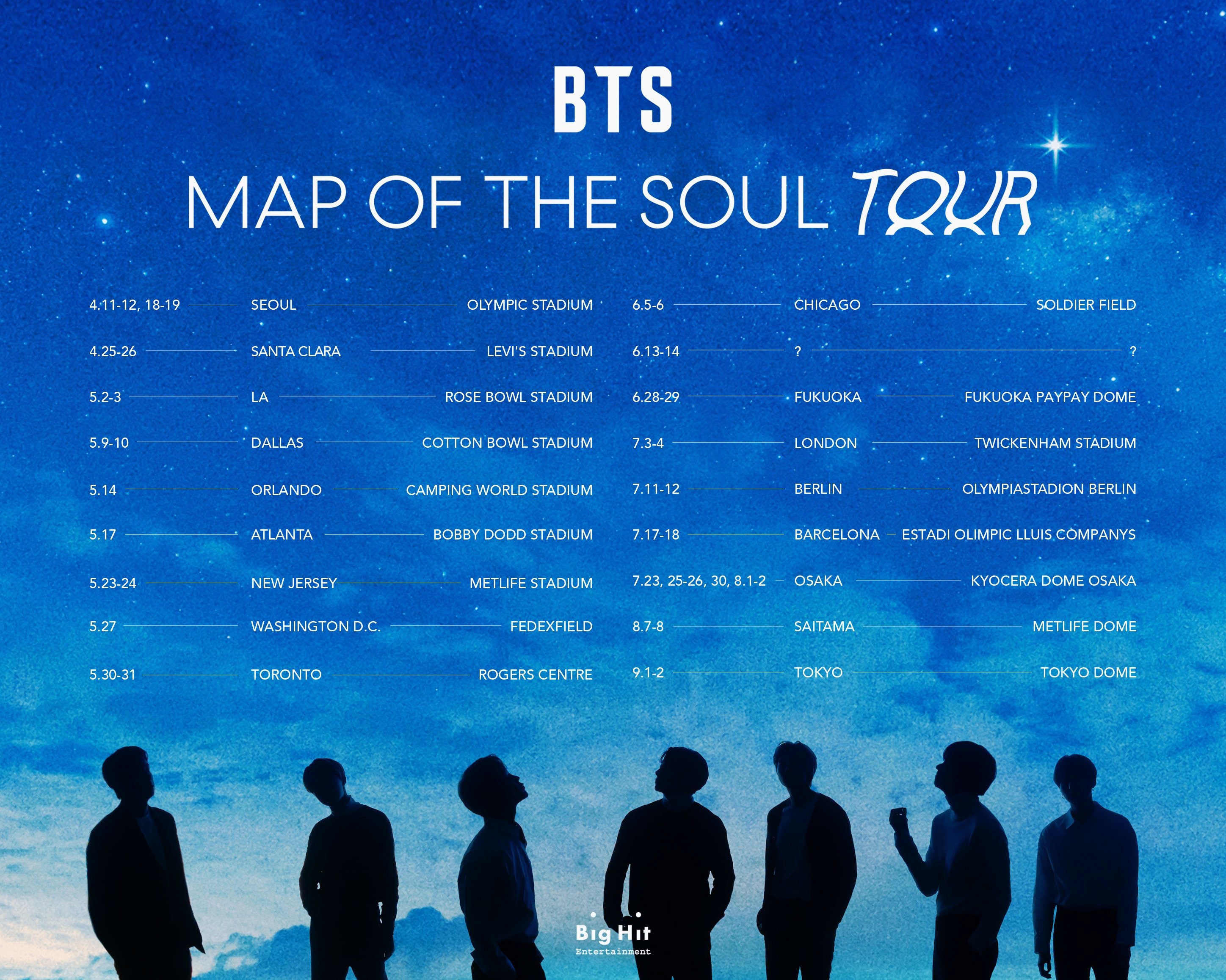 BTS Umumkan Tanggal & Lokasi Untuk Tur Konser 'Map of The Soul Tour
