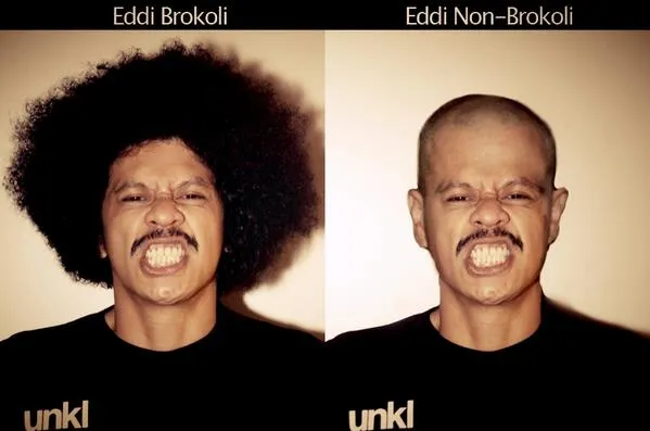 Foto editan Eddy Brokoli dengan rambut habis. Cr: @OddieGETAH