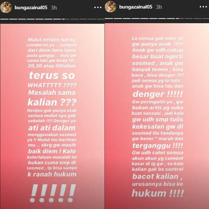 Bunga Zainal Ngamuk Disinggung Soal Perbedaan Usia