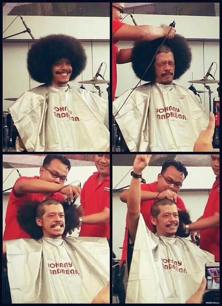 Detik-detik Eddy Brokoli memangkas habis rambutnya ©twitter @NidyaFebriani