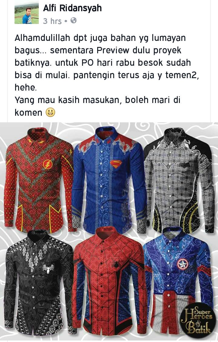 Unik Wear Batik Facebook Page Batik Superhero Jadi Viral Kostum Unik Dengan Kearifan 