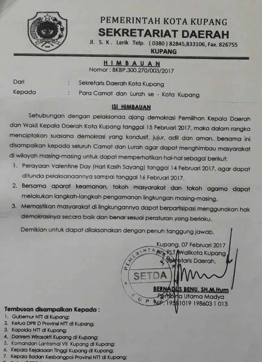 Selebaran yang menghimbau agar hari Valentine ditunda menjadi tanggal 16 Februari © Twitter.com/pradewitch