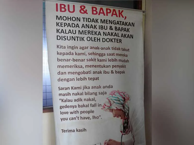 Imbauan bagi orang tua agar tidak menakuti anak-anak dengan jarum suntik © twitter.com/si_Wel