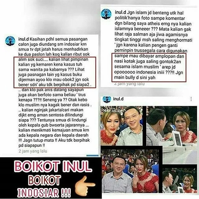 Komentar Inul menyindir masalah politik dan agama. © twitter @mayasaridm